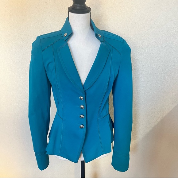 WHBM Beautiful Turquoise suit blazer w silver hardware  - Great piece ! Size 6 - Picture 5 of 5